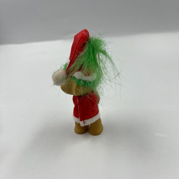 RUSS Vintage Troll Doll Green Hair Santa Claus Opening Clip Hands 4" Christmas - Picture 4 of 8